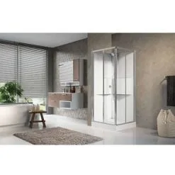 Cabine De Douche Média 2.0 - Carrée Accès D'angle - Portes Coulissantes - Novellini