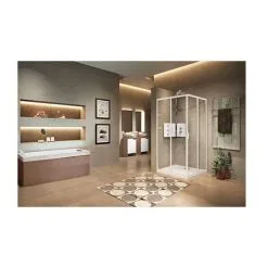 Porte Coulissante Accès D'angle - Transparente - Lunes A 2.0 - 78 Cm - Novellini