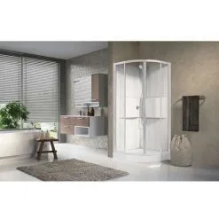 Cabine De Douche Média 2.0 - Quart De Rond - Portes Coulissantes - Novellini
