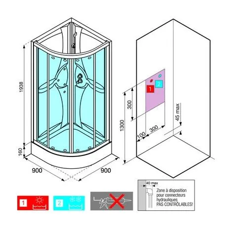 Cabine De Douche Média 2.0 - Quart De Rond - Portes Coulissantes - Novellini 2 Cabine De Douche Média 2.0 - Quart De Rond - Portes Coulissantes - Novellini – Image 2