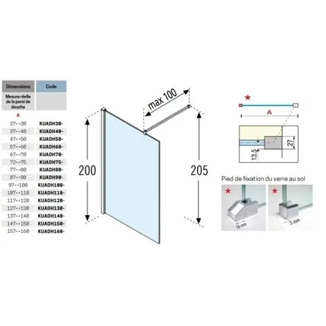 NOVELLINI Paroi De Douche Fixe KUADRA H Sérigraphié FRAME 100 Cm 2 NOVELLINI Paroi De Douche Fixe KUADRA H Sérigraphié FRAME 100 Cm – Image 2