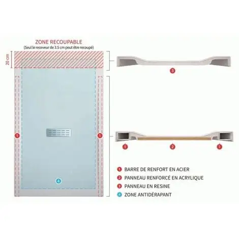 NOVELLINI Receveur Acrylique Blanc Renforcé Et Redécoupable Custom 120 X 80 Cm (ép. 3,5 Cm) Avec Bonde Inspectable à Grille Inox 2 NOVELLINI Receveur Acrylique Blanc Renforcé Et Redécoupable Custom 120 X 80 Cm (ép. 3,5 Cm) Avec Bonde Inspectable à Grille Inox – Image 2