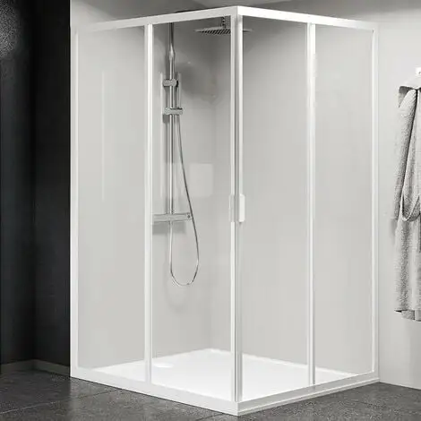 Paroi De Douche Coulissante Lunes 2.0 A Novellini - 87↔90 - Accès D'angle - Transparent - Blanc 1 Paroi De Douche Coulissante Lunes 2.0 A Novellini - 87↔90 - Accès D'angle - Transparent - Blanc