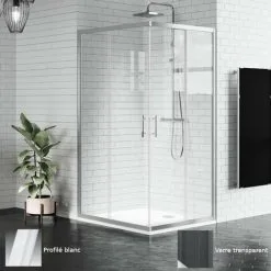 Paroi De Douche Zephyros A Novellini - 195 Cm - 77↔80 - Transparent - Blanc