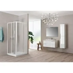 NOVELLINI Accès Dangle Riviera 2 0 A Extensible 7779 Cm Profilé Blanc Et Verre Granité - Blanc