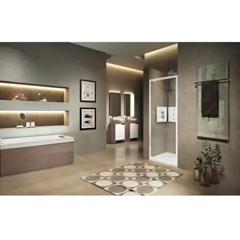 NOVELLINI Porte Pivotante Lunes 20 G 78 à Ouverture Intérieurextérieur Ext 7884 Cm Avec Verre Trempé Et Profilés Blancs - Blanc 2 NOVELLINI Porte Pivotante Lunes 20 G 78 à Ouverture Intérieurextérieur Ext 7884 Cm Avec Verre Trempé Et Profilés Blancs - Blanc – Image 2