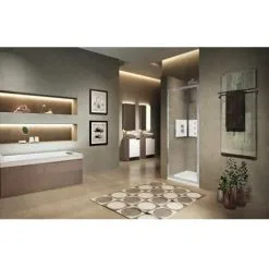 NOVELLINI Porte Pivotante Lunes 20 G 96 à Ouverture Intérieurextérieur Ext 96102 Cm Avec Verre Trempé Et Profilés Silver - Silver